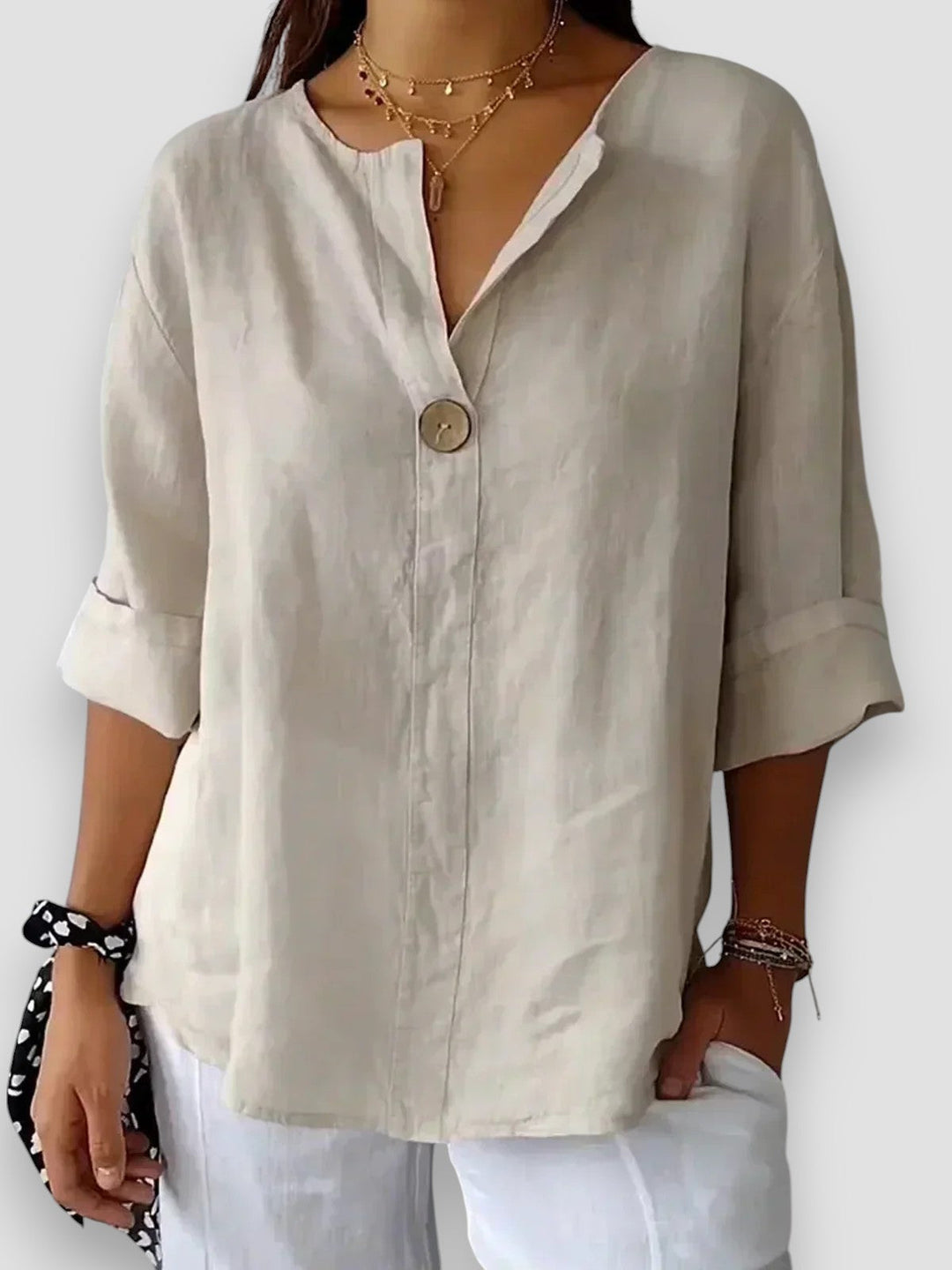 SOFIA|BLUSA CASUAL CON SCOLLO A V