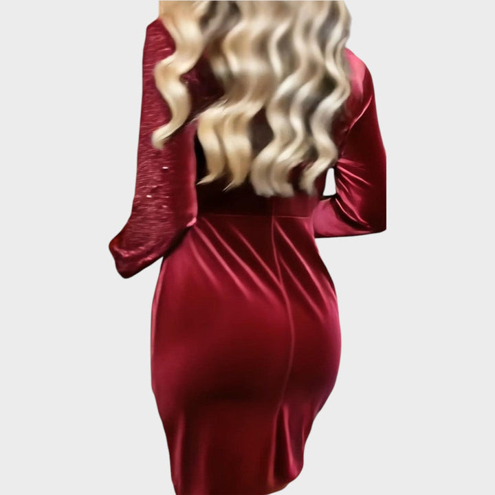 Bianca | Abito da Festa con Paillettes e Effetto Drappeggiato