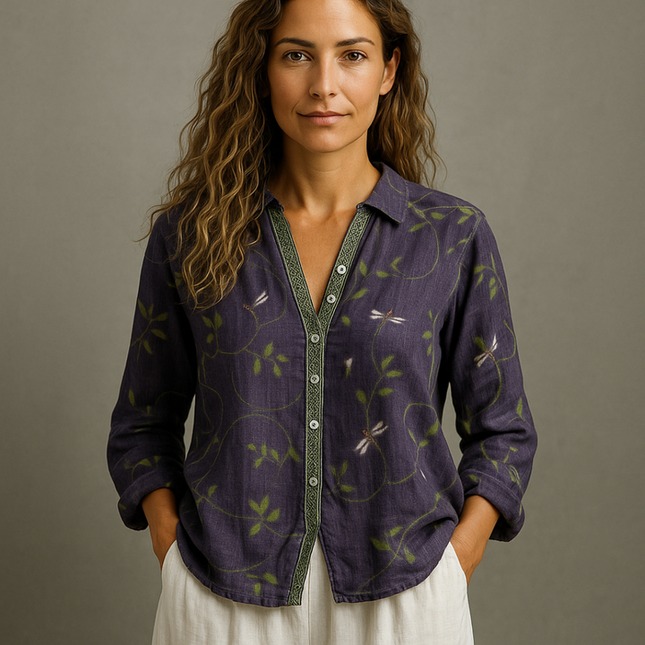 LARISSA™|BLUSA VINTAGE FOGLIA