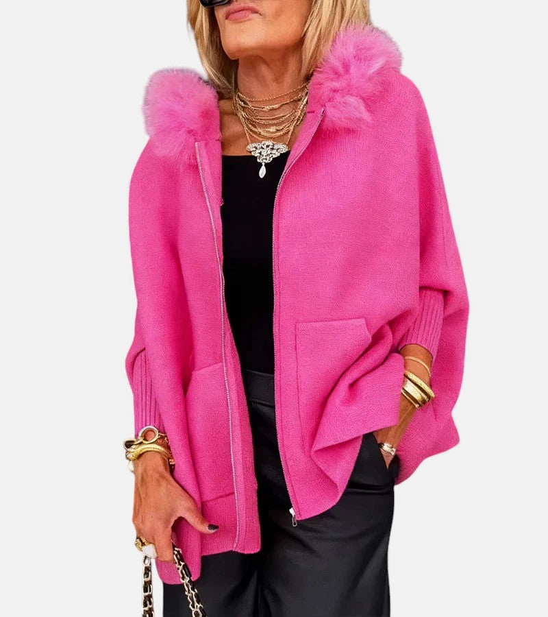 ARABELLE™ | Cappotto casual con cappuccio e collo in pelliccia