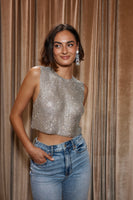 Lieke - Top corto con strass lucidi 