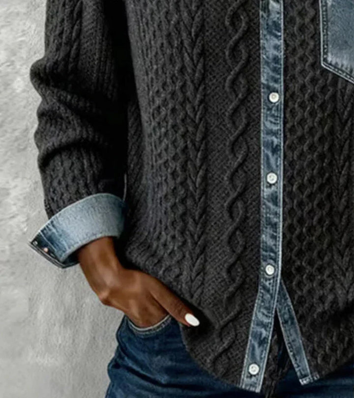 Ambra™ | Camicia in Maglia con Dettagli Denim